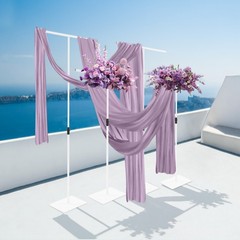 White 4PCS Metal Wedding Backdrop Stands,Party Adjustable Height Backdrop Stands