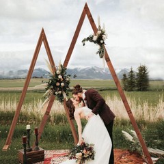 2pcs Wedding Archway Curtain Backdrop Stand Triangle Events Frame Easy Assembly