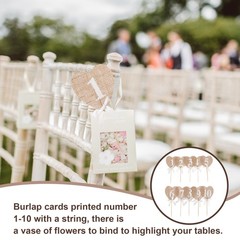 Assorted Color Rustic Jute Wedding Table Number Hearts with String and Stick