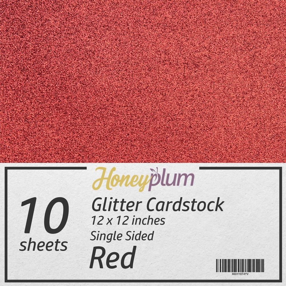 Red Glitter Cardstock – 10 Sheets Premium Paper – 12″ x 12″,
