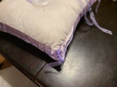 Wedding Ring Bearer Pillow 9 x 9 Purple and Cream, Ivory, Hand Made