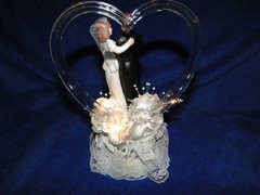 New Lighted Wedding Cake topper with Bride & Groom Over the Threshold