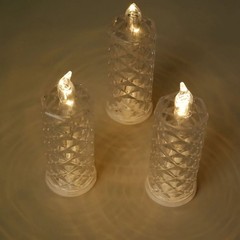 3 Warm White 6″ LED Battery Operated Rose Halo Pillar Candle Lights Party Events