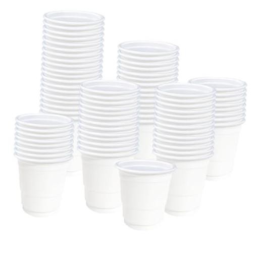 100 Pack 2 oz Plastic Shot Cups Disposable Shot Glasses white shot glasses