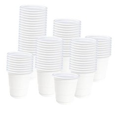 100 Pack 2 oz Plastic Shot Cups Disposable Shot Glasses white shot glasses