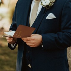 Terracotta Beige Wedding Vow Books Gold Foil His and Hers Set