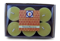 12 Natural Honey Scented Beeswax Tea Light Candles, Cotton Wick, Aluminum Cup