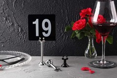 1-100 Double Side Plastic Table Numbers, 4″ x 4″ Inch, Light Grey on Black