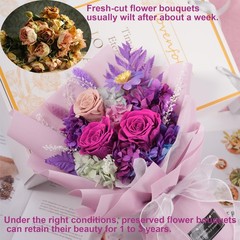 lovenfold Preserved Flowers for Delivery, Purple Rose Bouquets That violet