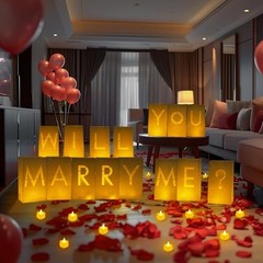 Light Up Letters Proposal Decorations with Flameless Candles Will You Marry Me