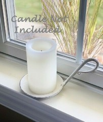 NEW Farmhouse Shabby White JAR PILLAR Candle Holder PAN TRAY Metal Cottage 8.5″W
