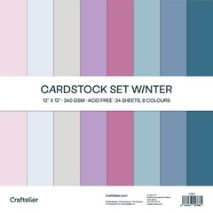 Craftelier – Cardstock Set Winter | Pack of 24 Double Sided 12″ x 12″,