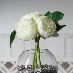 CREAM 10″ Silk Artificial Peony Flowers Bouquet Arrangement Wedding Centerpieces
