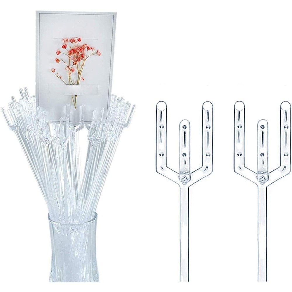 Floral Card Holder Picks 50pcs 12 inch Plastic Floral Pick Stems for Photo Cards