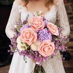 Tiny Babys Breath Artificial Flowers Gypsophila Real Touch 6 PCS Light Pink