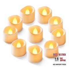 Homemory 12-Pack Flameless LED Tea Pack of 12 Bright Amber Glow – White Body