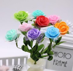 144pcs Mini Artificial Black Rose Flower Heads and Soft Stem,25mm PE Tiny Rose a