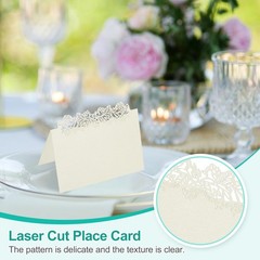 PATIKIL 50Pcs Wedding Place Cards, Laser 12 x 9cm / 4.72 x 3.54inch, Beige
