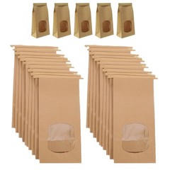 25 Pack Brown Kraft Paper Bags with Window, Waterproofing Kraft Paper Bags…