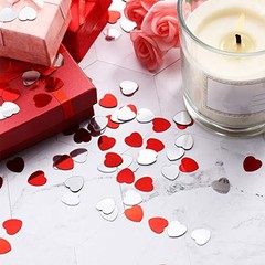 4500 Pcs/10mm Foil Heart Confetti for Wedding Bulk Pack Metallic Red, Silver