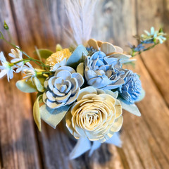 Sola Wood Dusty Blue Wedding Floral Table Centerpieces Set of 3 Mason Jar Decor