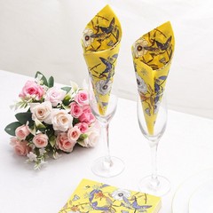 20 Yellow 13×13 in Cocktail Paper Napkins Floral Design Wedding 13″,
