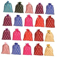 Drawstring Bags Traditional Indian Handcrafted in Paisley Paisley (20 Pcs)