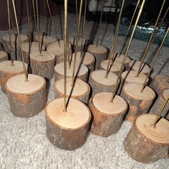 Rustic Wood & Metal Heart Place Card Holders for Wedding Tables, Matte Finish