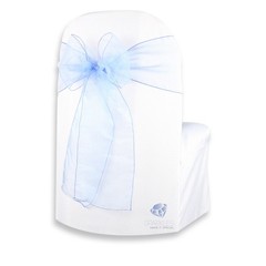 50 pcs Organza Chair Cover Bow Sash 108″x8″ – Light Blue – Wedding Party pk