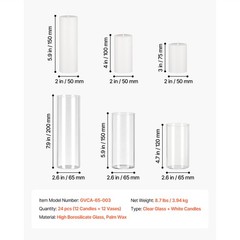 Uimoso Set of 24 Pillar Candles with Glass Vases, 2.6″x4.7″/5.9″/7.9″