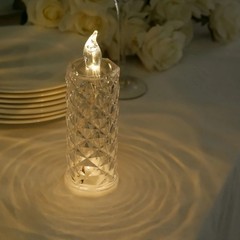 3 Warm White 6″ LED Battery Operated Rose Halo Pillar Candle Lights Party Events