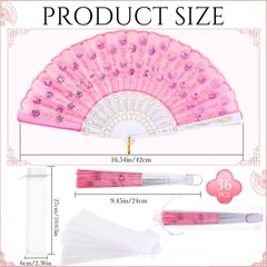 Vicenpal 36 Pcs Peacock Hand Fans Bulk for Women Folding with 36 Bright