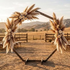 7ft Rustic Wedding Arch Wooden Heptagon with Simple Assembly Instructions