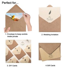 100 Pack Envelopes for Invitation- Brown Kraft 5.25*7.25-V flap, brown