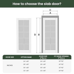 Pantry Door 30×80 Inch – French Interior Door Slab with 10 30×80 Inch – White