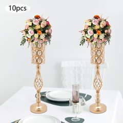 10pc 24″ Tall Gold Iron Crystal Beaded Vases Wedding Party Centerpieces Supplies