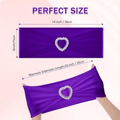 Pack of 30 Spandex Chair Sashes Bows Stretch Chair Cover Band with Buckle Sli…
