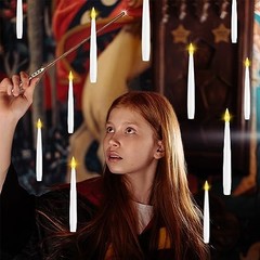 Floating Candles with Wand, 20 Pack 2 Wands Halloween Magic 6.1in-20pc 2 wands
