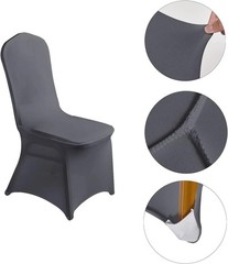 Gray Spandex Chair Covers 20pc – Flexible Banquet Wedding Party Slipcovers
