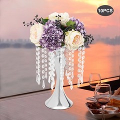 Modern Flower Stands Silver Wedding Decor Crystal Flower Stand Round 10 PCS
