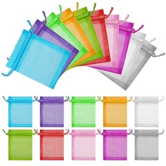 500 PCS Sheer Organza Drawstring Bags – 3×4″ Colorful Favor Pouches for Gifts, J