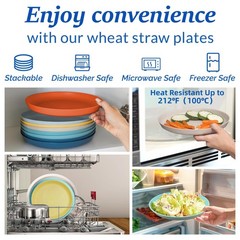 Homestockplus 10 Inch Large Plastic Dinner Plates Set Of 8 Wheat Straw Plates