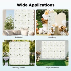 3D Flower Wall Panel 12pcs Artificial Flower Wall Background Silk Rose Mat
