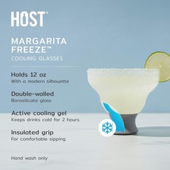 Host Glass Freeze Stemless Margarita Glasses Drinking Set, Insulated Cocktail…