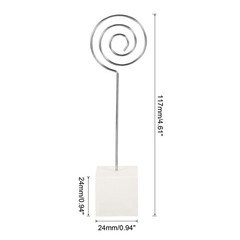 Resin Cube Base Picture Card Holder, 5 Pack Circle Shape Note Holder, White
