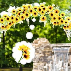Wavwavw 50 Pcs Mini Artificial Sunflower Heads with Iron Stems for 1.77 Inch