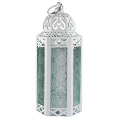 VELA LANTERNS White Moroccan Candle Lantern Decorative Medium, White/Clear
