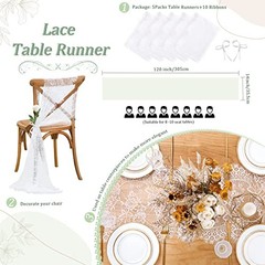 5 Packs Lace Table Runner 14×120 Inch 14″x120″(5pcs Rectangle) Plain White