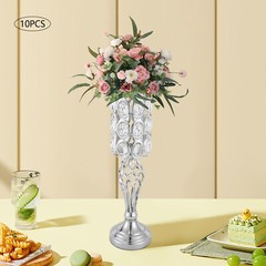 10PCS Silver Vases Wedding Centerpieces Flower Stand Table Decor Flower Vase