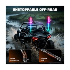 2 PCS 4FT Whip Lights with Spring Base, APP & Remote Control Led Whip Lights …